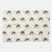 ミッドセンチュリー原子炭オレンジイエロー キッチンタオル (横)