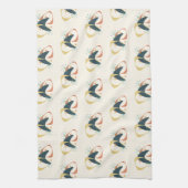 ミッドセンチュリー原子炭オレンジイエロー キッチンタオル (縦)