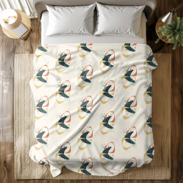 ミッドセンチュリー原子炭オレンジイエロー フリースブランケット