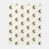 ミッドセンチュリー原子炭オレンジイエロー フリースブランケット (正面)