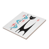 ミッドセンチュリー原子猫と青いブーメランガータイル タイル (側面)