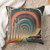 ミッドセンチュリー宇宙エイジアートワームホールポート クッション (ブランケット)