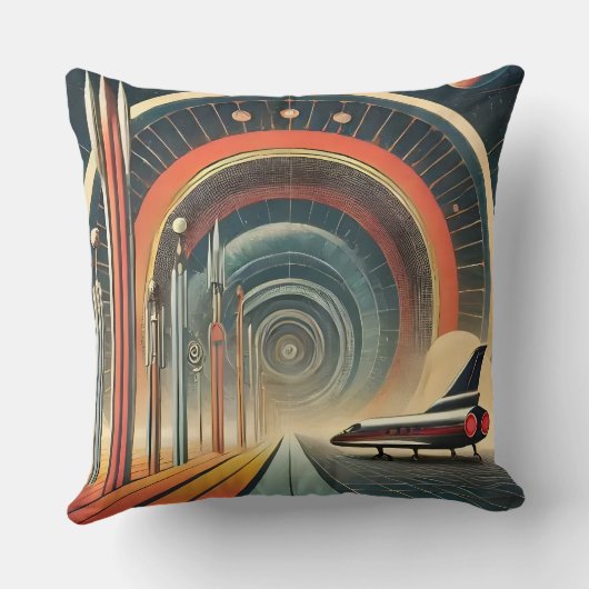 ミッドセンチュリー宇宙エイジアートワームホールポート クッション (裏面)