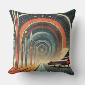 ミッドセンチュリー宇宙エイジアートワームホールポート クッション (正面)