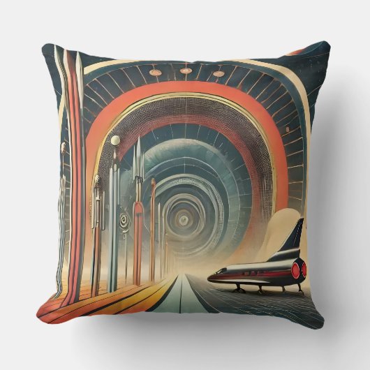 ミッドセンチュリー宇宙エイジアートワームホールポート クッション (正面)