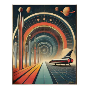 ミッドセンチュリー宇宙エイジアートワームホールポート ポスター