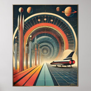 ミッドセンチュリー宇宙エイジアートワームホールポート ポスター