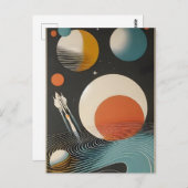 ミッドセンチュリー宇宙エイジアート銀河系ウェーブズ ポストカード (正面/裏面)