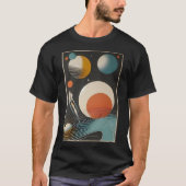 ミッドセンチュリー宇宙エイジアート銀河系ウェーブズ Tシャツ (正面)