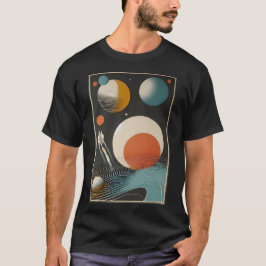 ミッドセンチュリー宇宙エイジアート銀河系ウェーブズ Tシャツ
