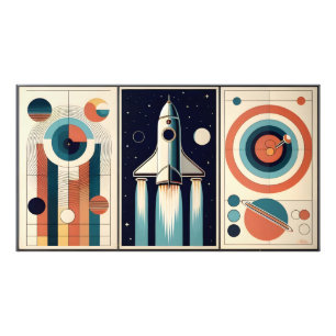 ミッドセンチュリー宇宙エイジアート銀河系ナビゲーション フォトプリント