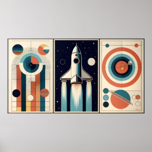 ミッドセンチュリー宇宙エイジアート銀河系ナビゲーション ポスター