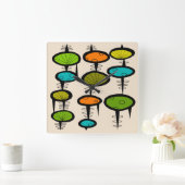 ミッドセンチュリー宇宙エイジウォールクロック スクエア壁時計 (ホーム)