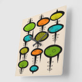 ミッドセンチュリー宇宙エイジウォールクロック スクエア壁時計 (傾斜)