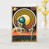 ミッドセンチュリー宇宙時代の宇宙飛行士着陸芸術 カード (黄色い花)