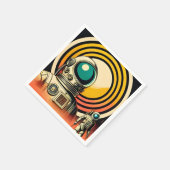 ミッドセンチュリー宇宙時代の宇宙飛行士着陸芸術 スタンダードカクテルナプキン (角)