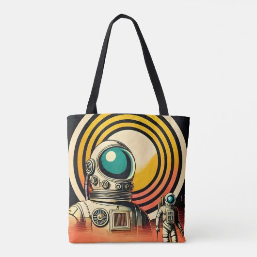 ミッドセンチュリー宇宙時代の宇宙飛行士着陸芸術 トートバッグ (裏面)