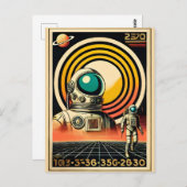 ミッドセンチュリー宇宙時代の宇宙飛行士着陸芸術 ポストカード (正面/裏面)