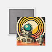 ミッドセンチュリー宇宙時代の宇宙飛行士着陸芸術 マグネット (正面/裏面)