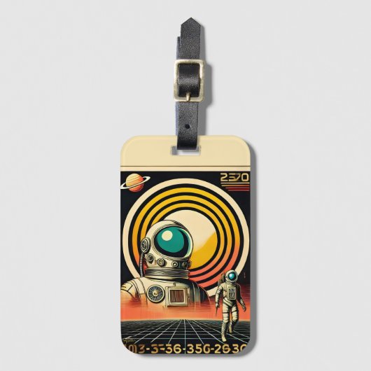 ミッドセンチュリー宇宙時代の宇宙飛行士着陸芸術 ラゲッジタグ (正面縦)