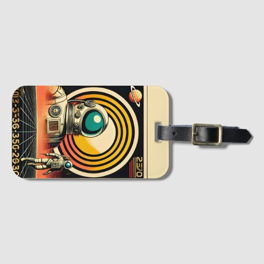 ミッドセンチュリー宇宙時代の宇宙飛行士着陸芸術 ラゲッジタグ (正面横)