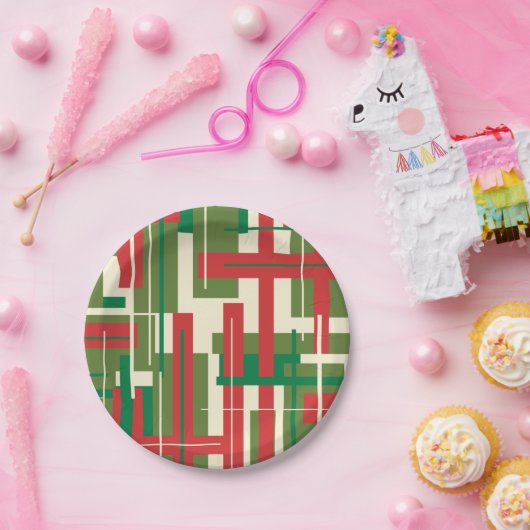 ミッドセンチュリー幾何モダンクリスマス抽象芸術 ペーパープレート (パーティー)