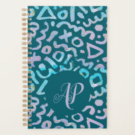 ミッドセンチュリー幾何モダングリーンモノグラム プランナー手帳