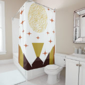 ミッドセンチュリー幾何モダンスターバスト シャワーカーテン (インサイチュ)