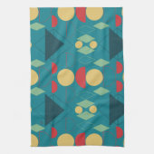 ミッドセンチュリー幾何モダンターコイズ キッチンタオル (縦)