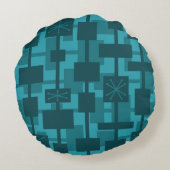 ミッドセンチュリー幾何モダンティール(緑がかった色) ラウンドクッション (裏面)