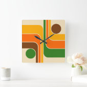 ミッドセンチュリー幾何モダンデザイン スクエア壁時計 (ホーム)