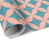ミッドセンチュリー幾何モダンレトロピーチモダンブルー ラッピングペーパー (ロールコーナー)