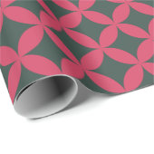 ミッドセンチュリー幾何モダンレトロブライトモダンピンク ラッピングペーパー (ロールコーナー)