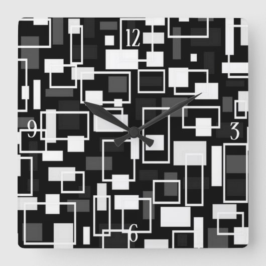 ミッドセンチュリー幾何モダン図形 スクエア壁時計 (正面)