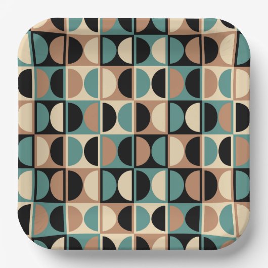 ミッドセンチュリー幾何モダン抽象芸術パターン ペーパープレート (正面)