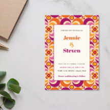 ミッドセンチュリー幾何モダン紫オレンジ結婚ズ