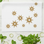 ミッドセンチュリー幾何モダン金ゴールドスターバストデザイン キッチンタオル (折り畳み)