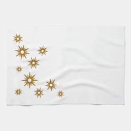 ミッドセンチュリー幾何モダン金ゴールドスターバストデザイン キッチンタオル