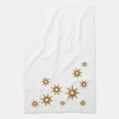 ミッドセンチュリー幾何モダン金ゴールドスターバストデザイン キッチンタオル (縦)