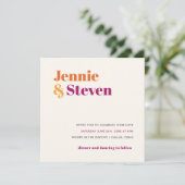 ミッドセンチュリー幾何学フローラ紫オレンジ結婚ズ 招待状 (スタンド正面)