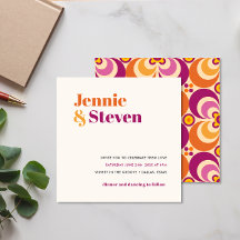 ミッドセンチュリー幾何学フローラ紫オレンジ結婚ズ