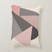 ミッドセンチュリー幾何学模様のピンクとグレーモダン色 アクセントクッション (裏面(縦))