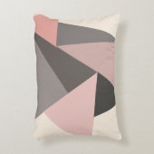 ミッドセンチュリー幾何学模様のピンクとグレーモダン色 アクセントクッション (正面(垂直))