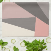 ミッドセンチュリー幾何学模様のピンクとグレーモダン色 キッチンタオル (折り畳み)