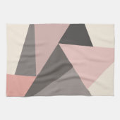 ミッドセンチュリー幾何学模様のピンクとグレーモダン色 キッチンタオル (横)