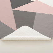 ミッドセンチュリー幾何学模様のピンクとグレーモダン色 シェルパブランケット (3/4)