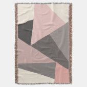 ミッドセンチュリー幾何学模様のピンクとグレーモダン色 スローブランケット (正面縦)