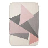 ミッドセンチュリー幾何学模様のピンクとグレーモダン色 バスマット (正面縦)