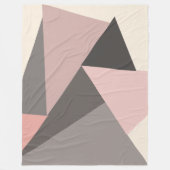 ミッドセンチュリー幾何学模様のピンクとグレーモダン色 フリースブランケット (正面)