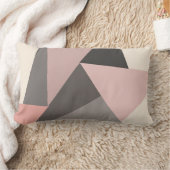 ミッドセンチュリー幾何学模様のピンクとグレーモダン色 ランバークッション (ブランケット)